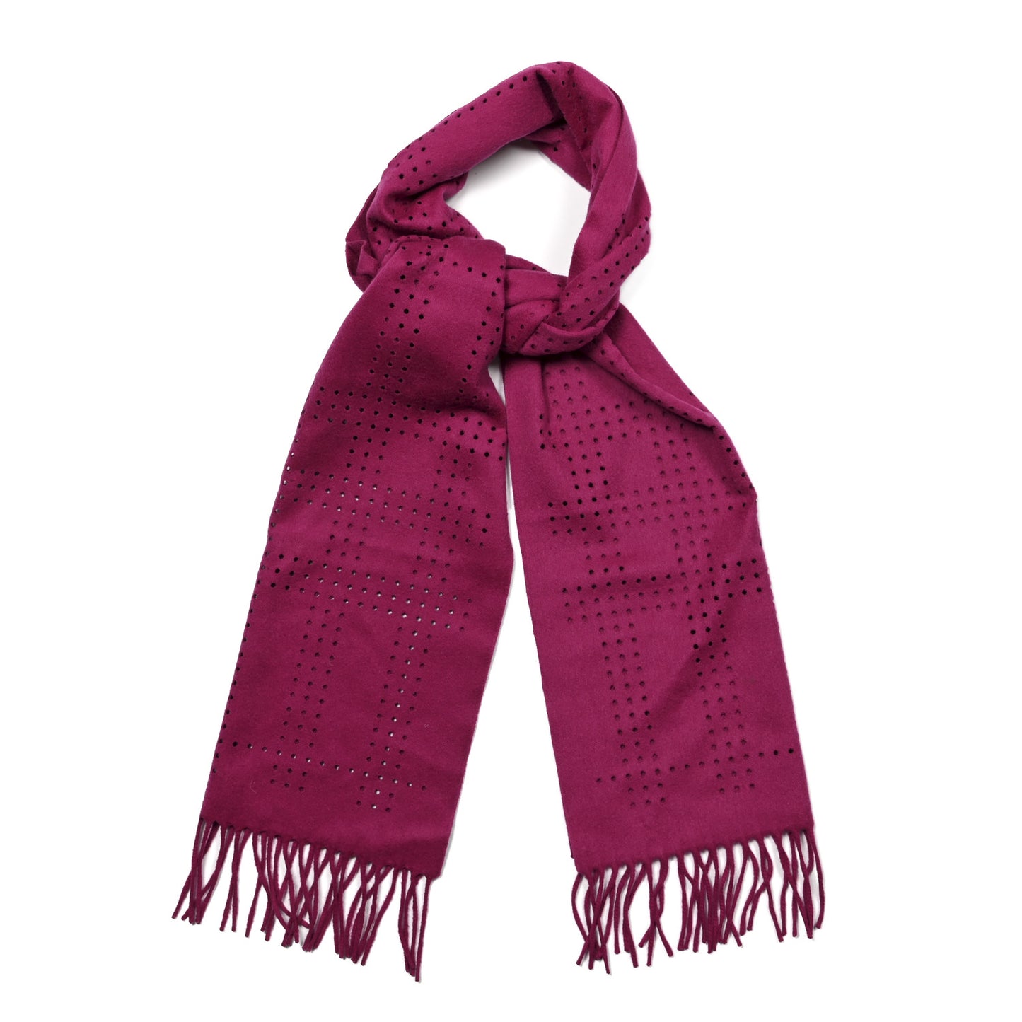 Cashmere Wool Perforated Scarf Fuchsia