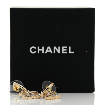 Chanel Metal Crystal CC Hoop Drop Earrings Gold 5 of 5