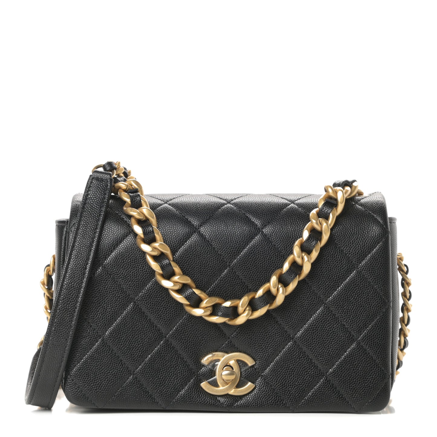 Caviar Quilted Small Fashion Therapy Flap Bag Black