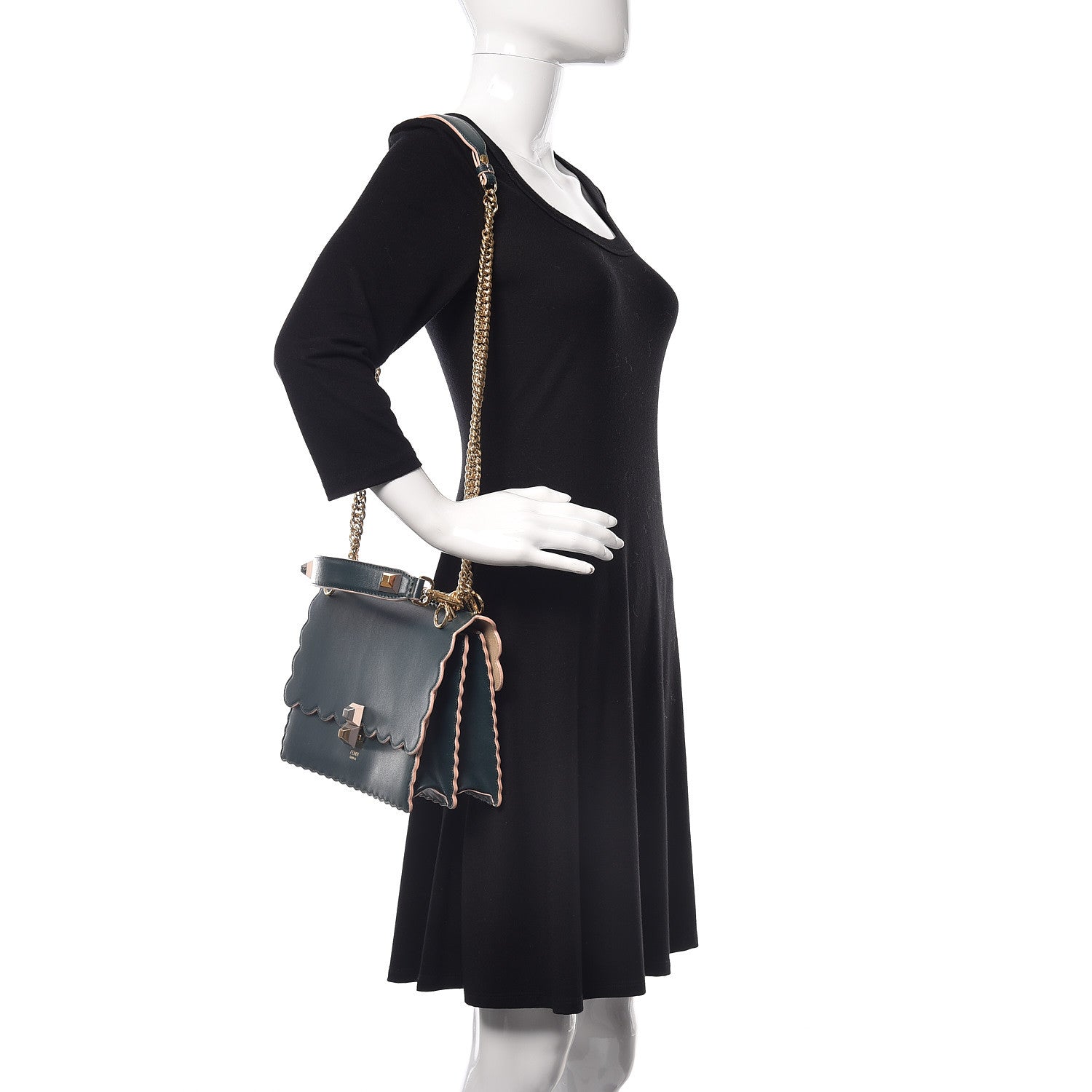 Fendi Vitello Liberty Scalloped Studded Kan I Shoulder Bag Amazzonia 2 of 10