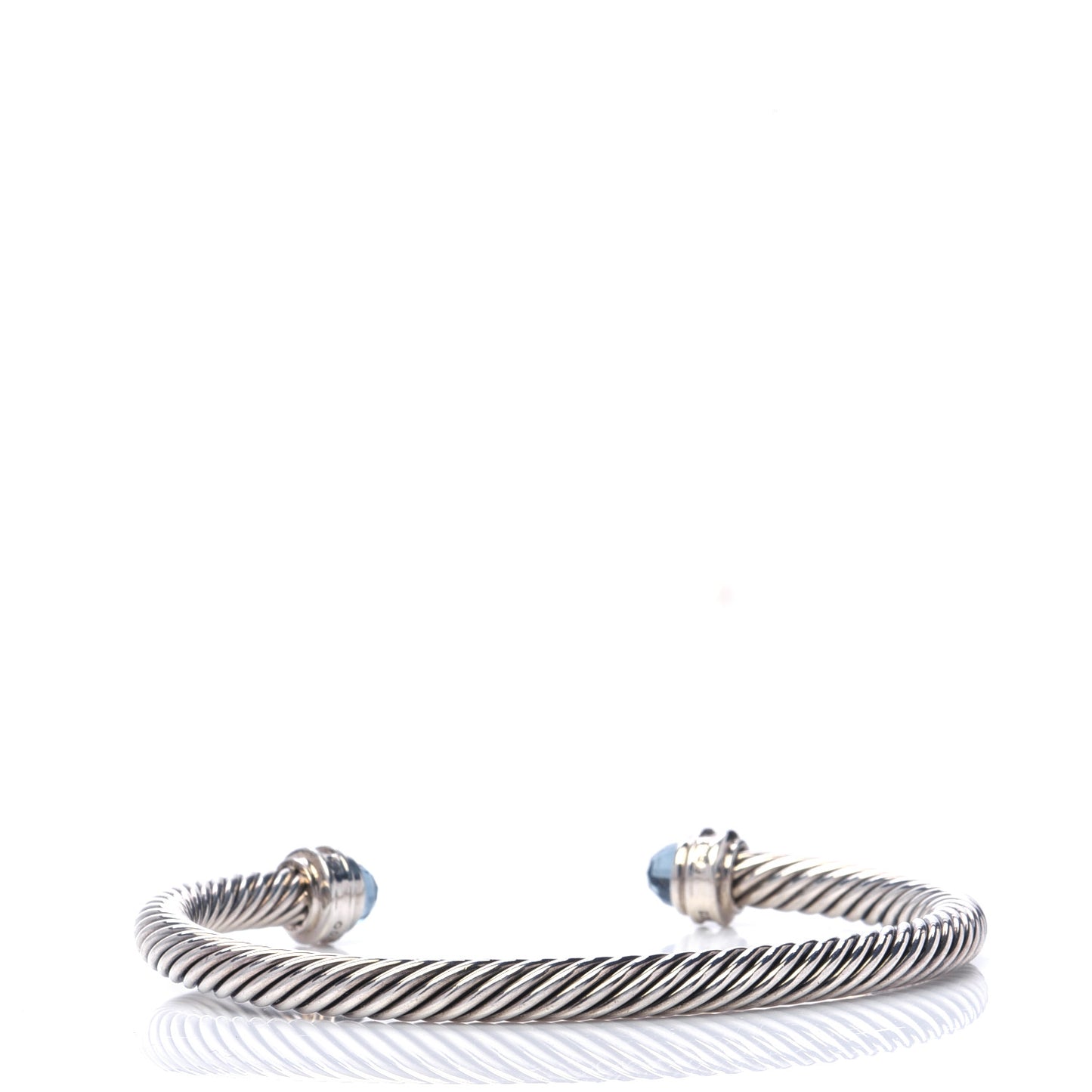 Sterling Silver Diamond Hampton Blue Topaz 5mm Cable Classics Bracelet