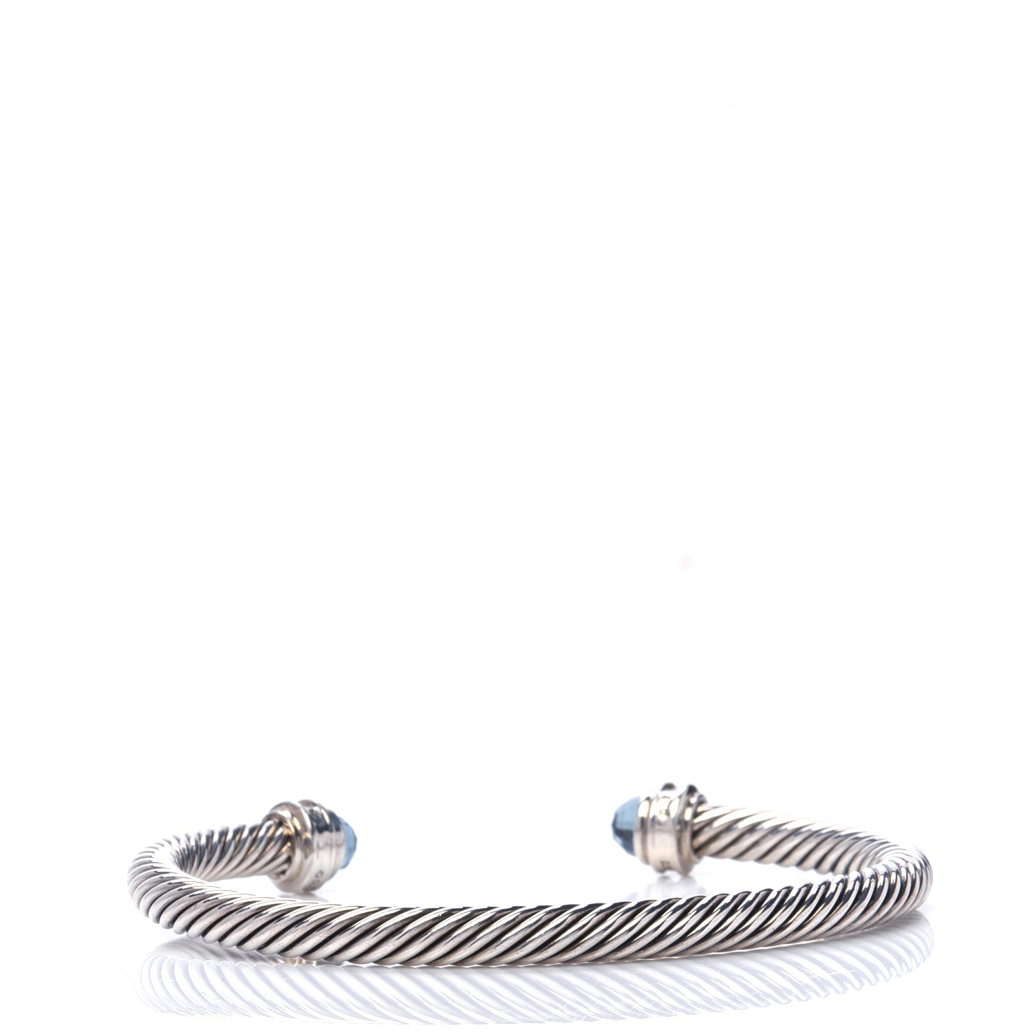 David Yurman Sterling Silver Diamond Hampton Blue Topaz 5mm Cable Classics Bracelet 3 of 5