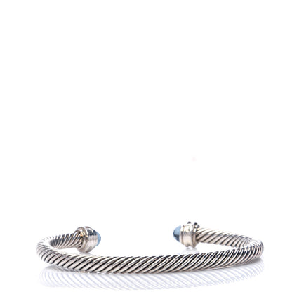 David Yurman Sterling Silver Diamond Hampton Blue Topaz 5mm Cable Classics Bracelet 3 of 5