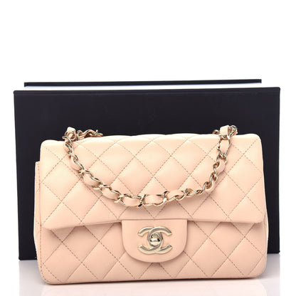 Chanel Lambskin Quilted Mini Rectangular Flap Beige 11 of 11