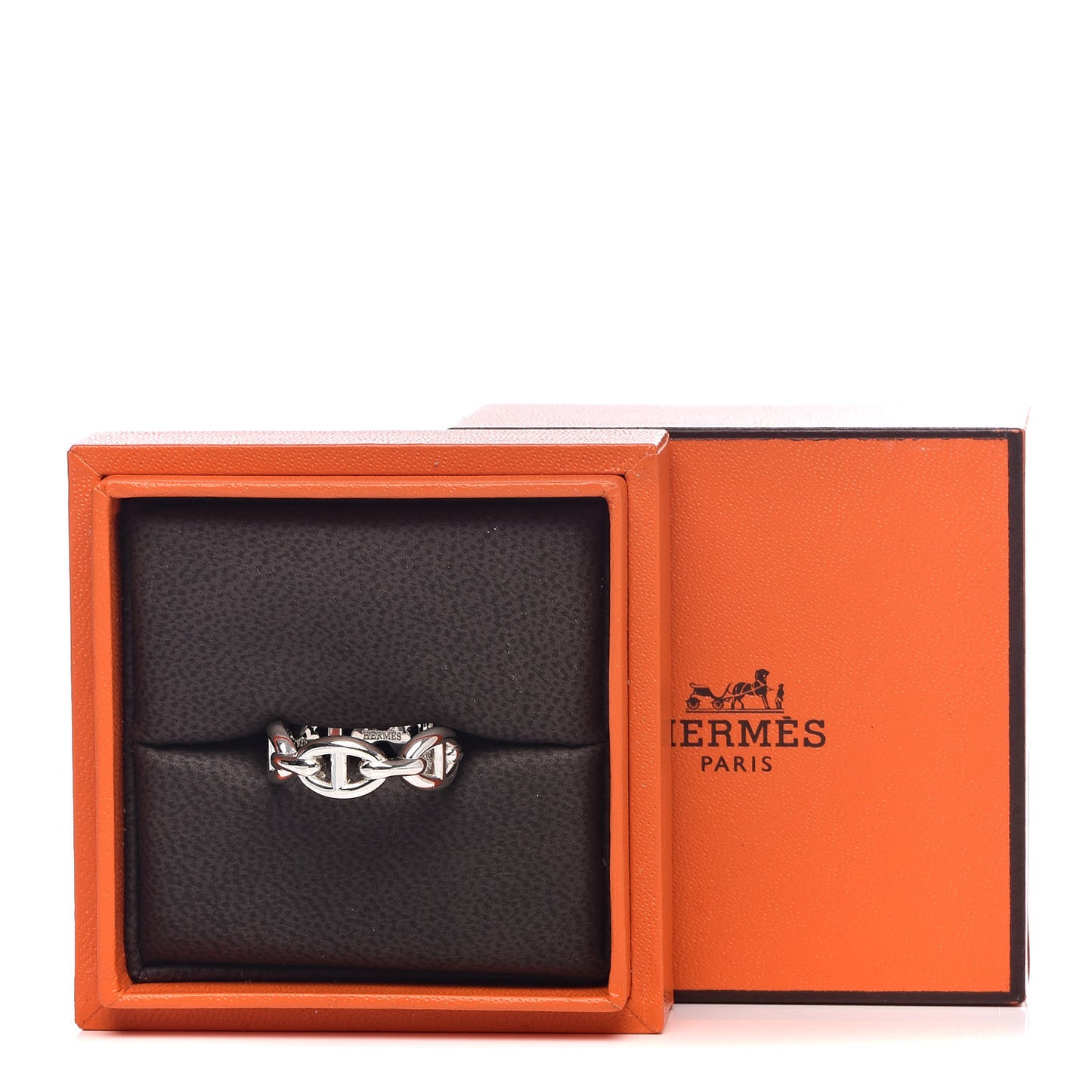 Sterling Silver PM Chaine d'Ancre Enchainee Band Ring 53 6.25