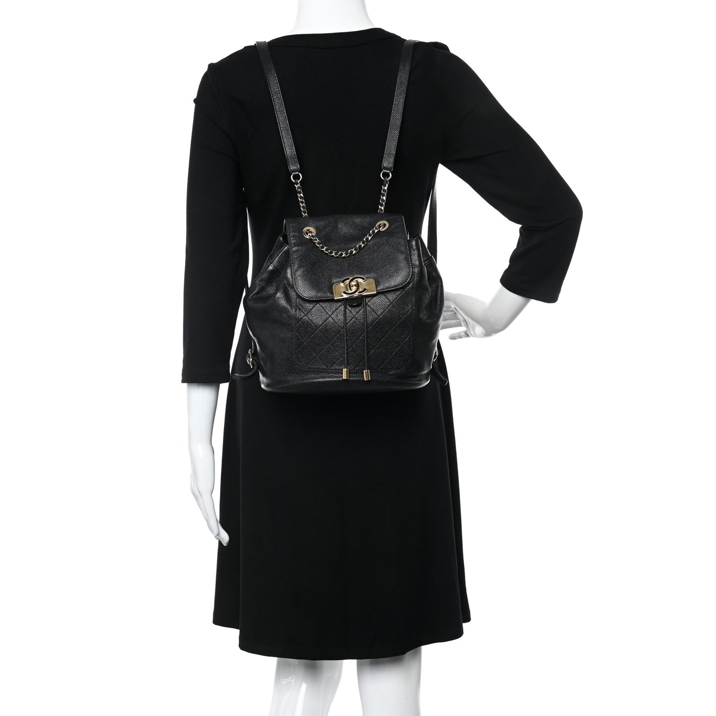 Caviar Quilted Backpack Black