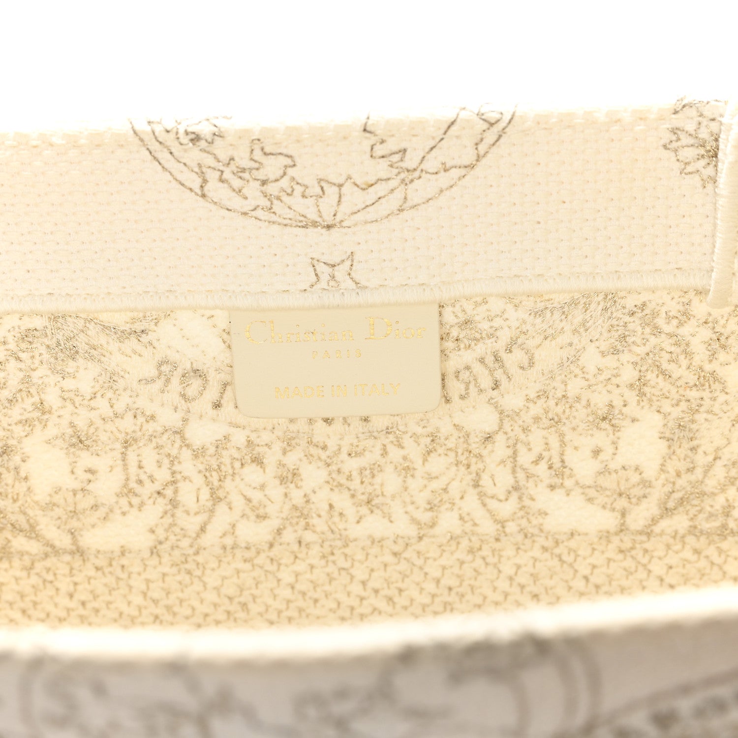 Christian Dior Canvas Embroidered Medium Jardin D'Hiver Book Tote White Gold 6 of 11