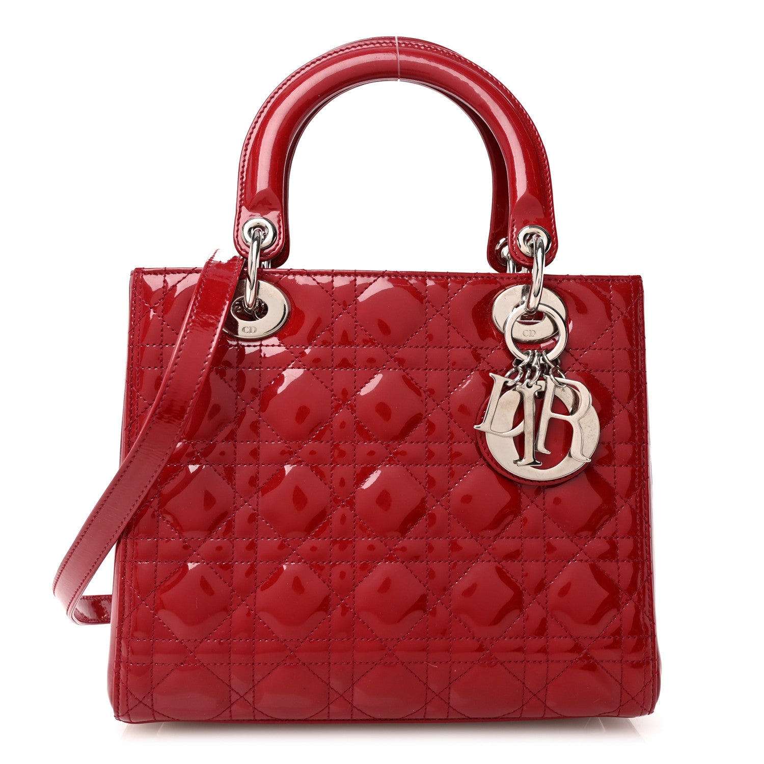 Christian Dior Patent Cannage Medium Lady Dior Burgundy Red 1 of 10