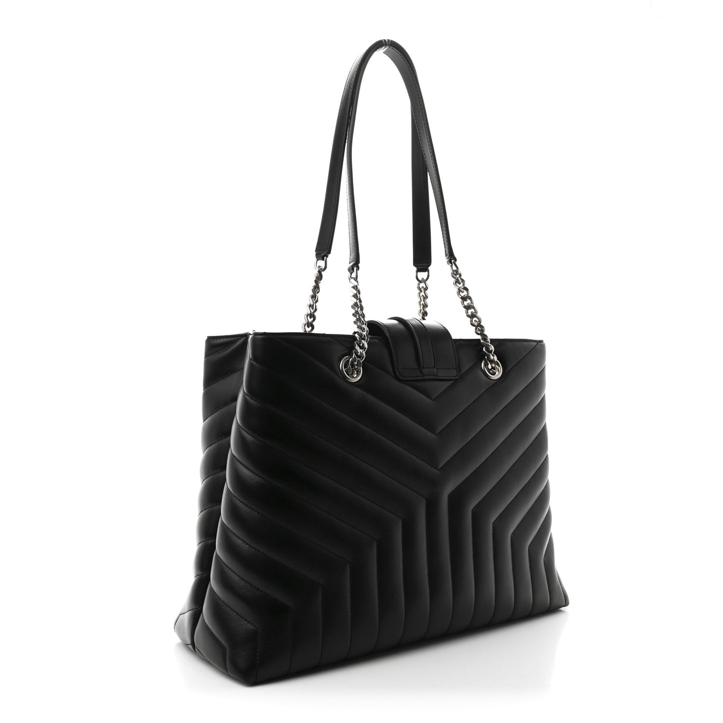 Calfskin Y Quilted Monogram Large Loulou Shopper Black