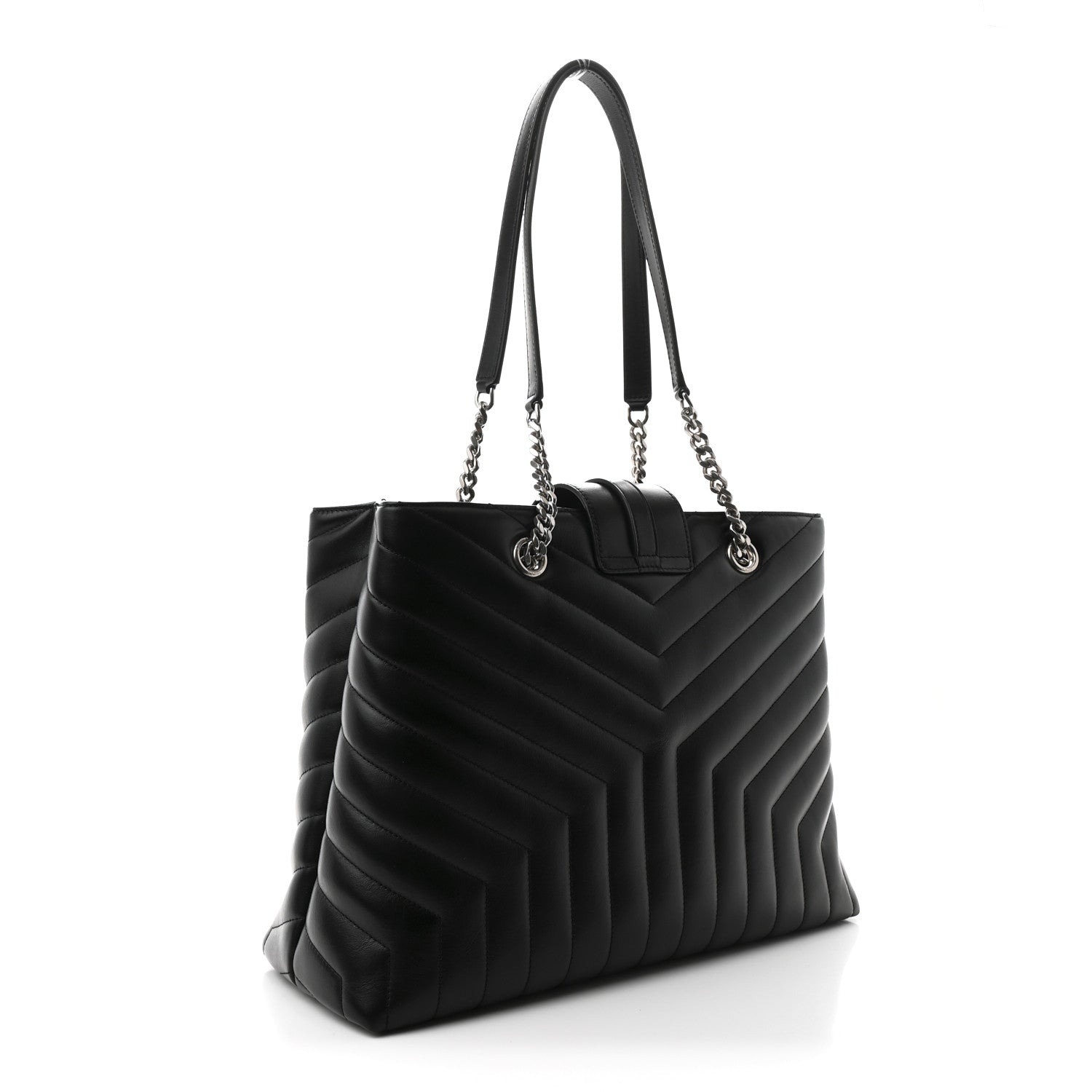 Saint Laurent Calfskin Y Quilted Monogram Large Loulou Shopper Black 3 of 11