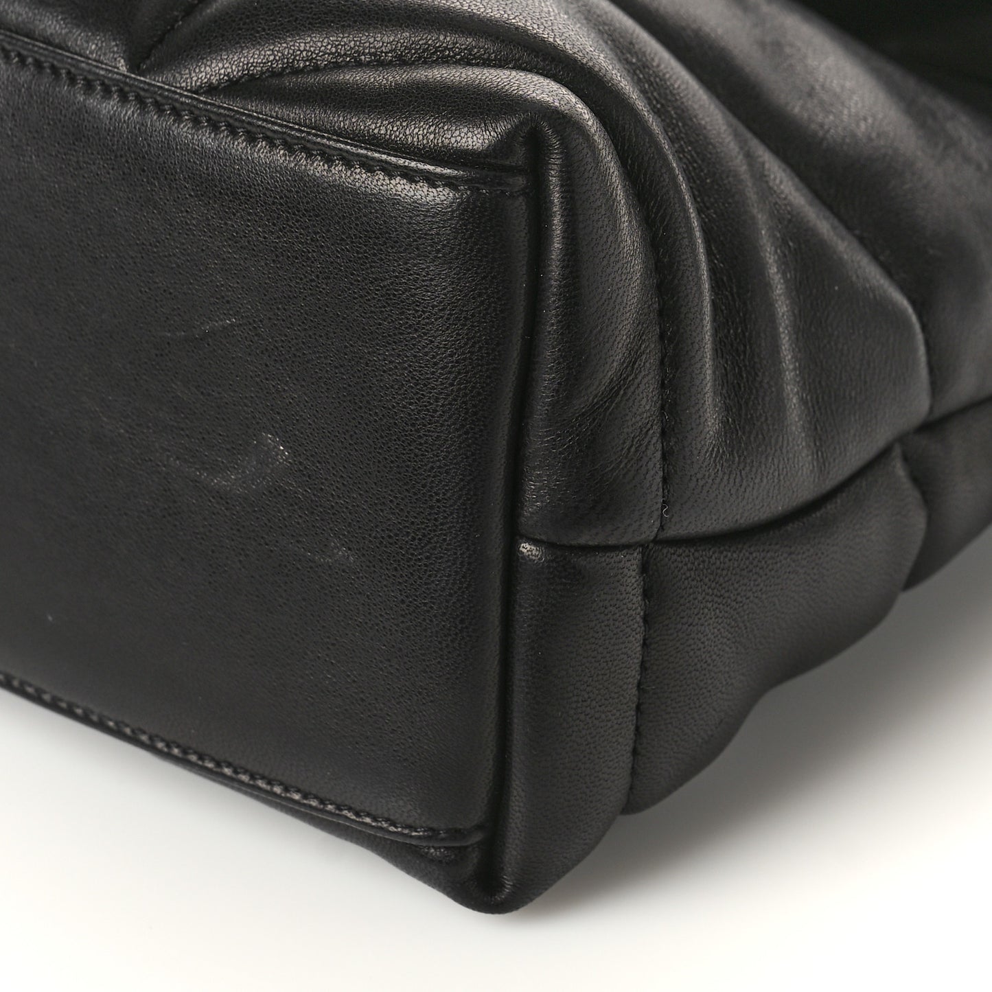 Lambskin Quilted Small Loulou Puffer Monogram Chain Satchel Black