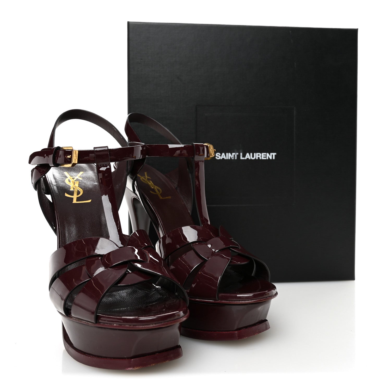 サルバトーレ・サントロ Saint Laurent Patent Tribute 105 Platform Sandals 37.5 Barolo