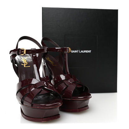 Saint Laurent Patent Tribute 105 Platform Sandals 37.5 Barolo 10 of 10