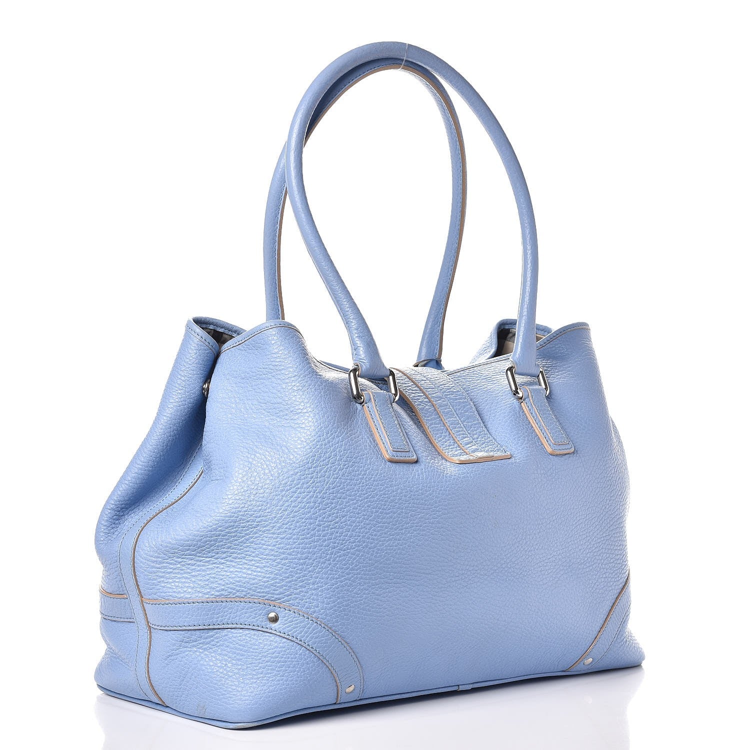 Burberry Calfskin Studded Buckle Tote Blue 3 of 14