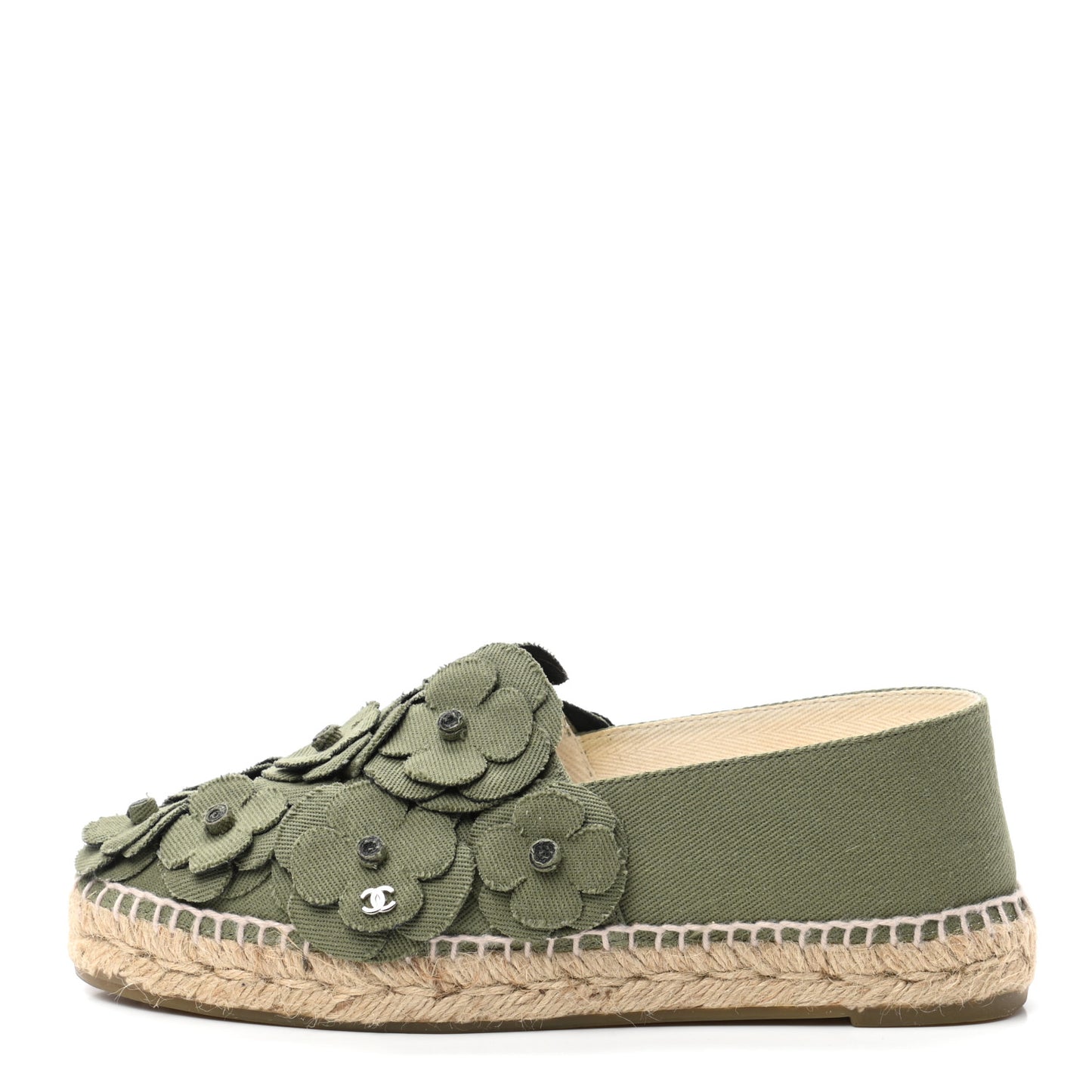 Suede Camellia CC Espadrilles 38 Khaki