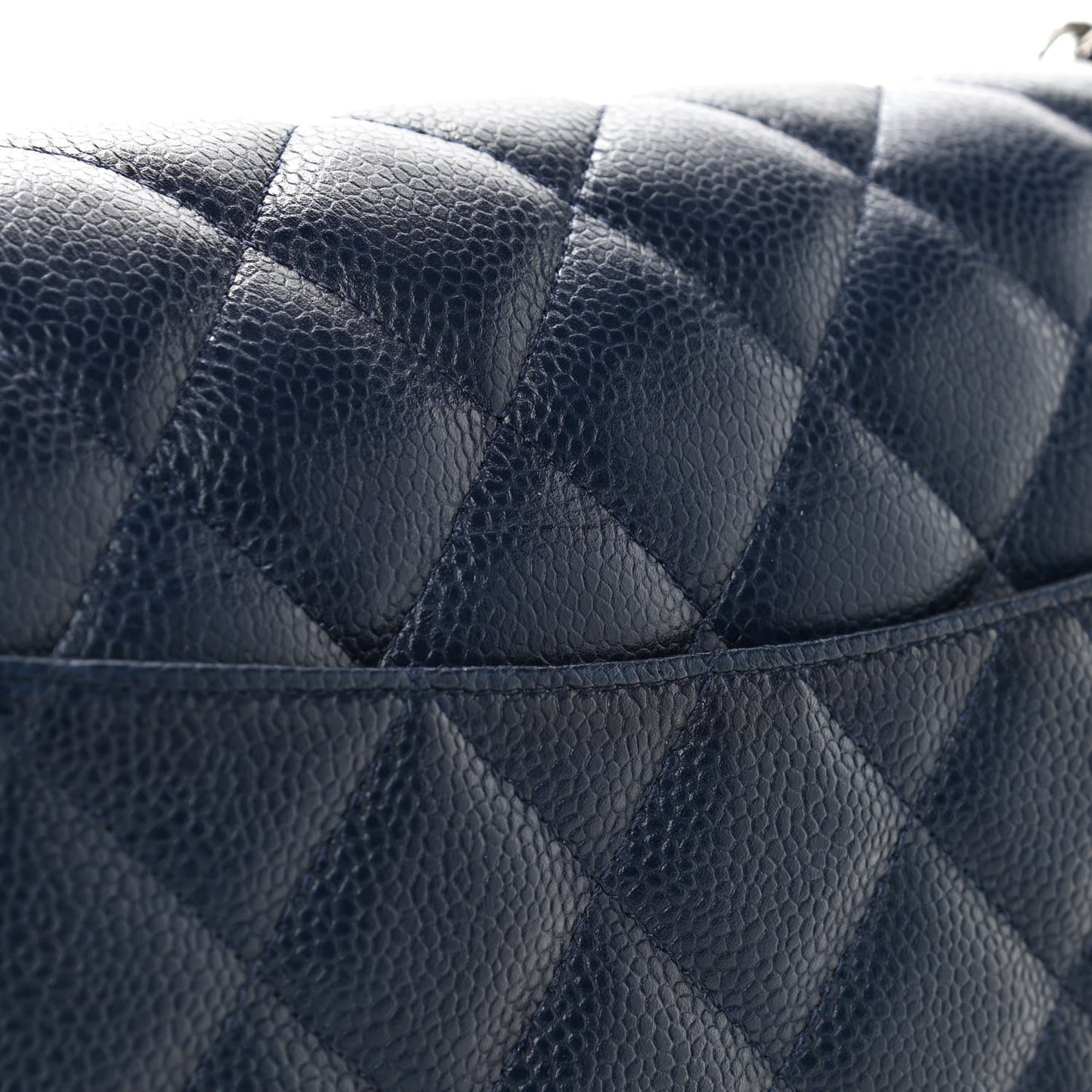 Caviar Quilted Jumbo Double Flap Navy Blue