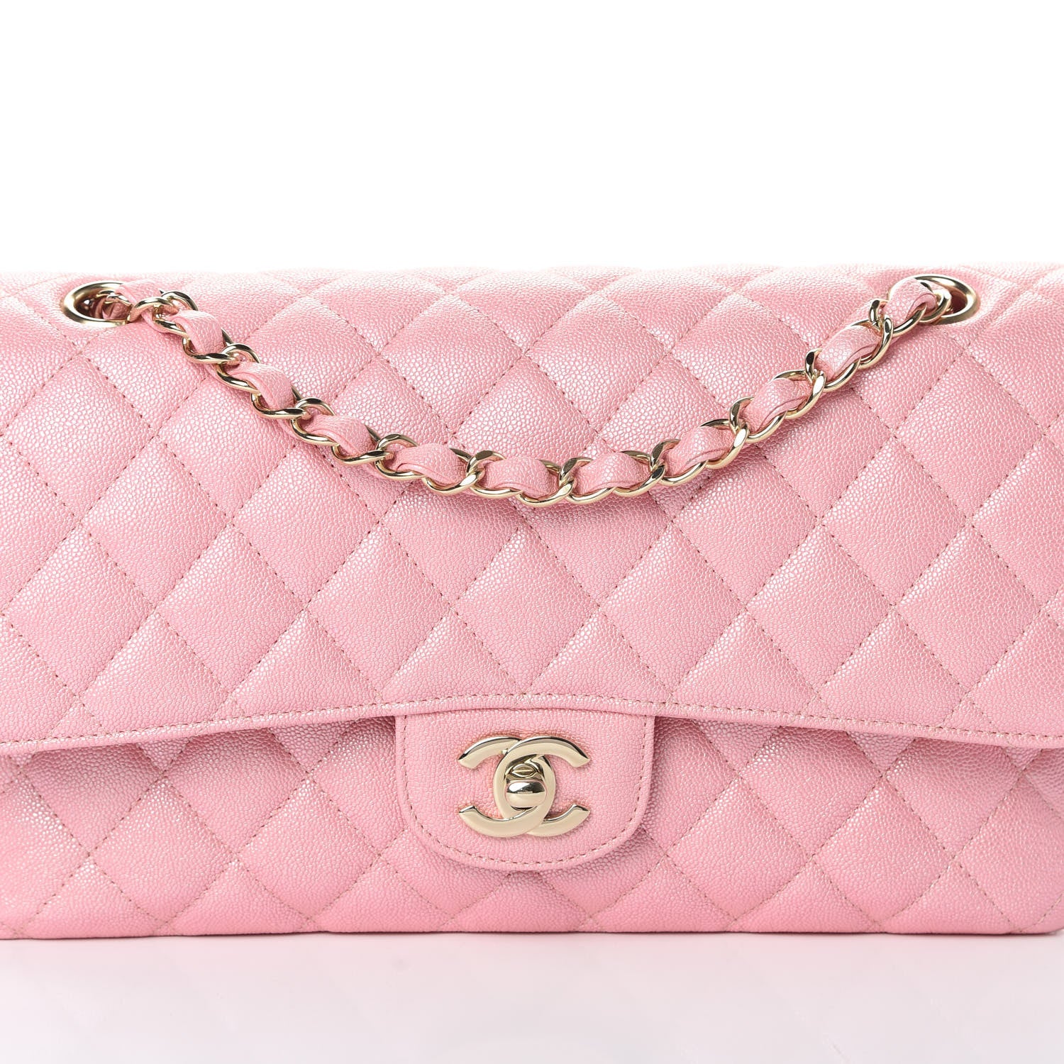 Chanel Iridescent Caviar Quilted Medium Double Flap Rose Pink 9 of 12