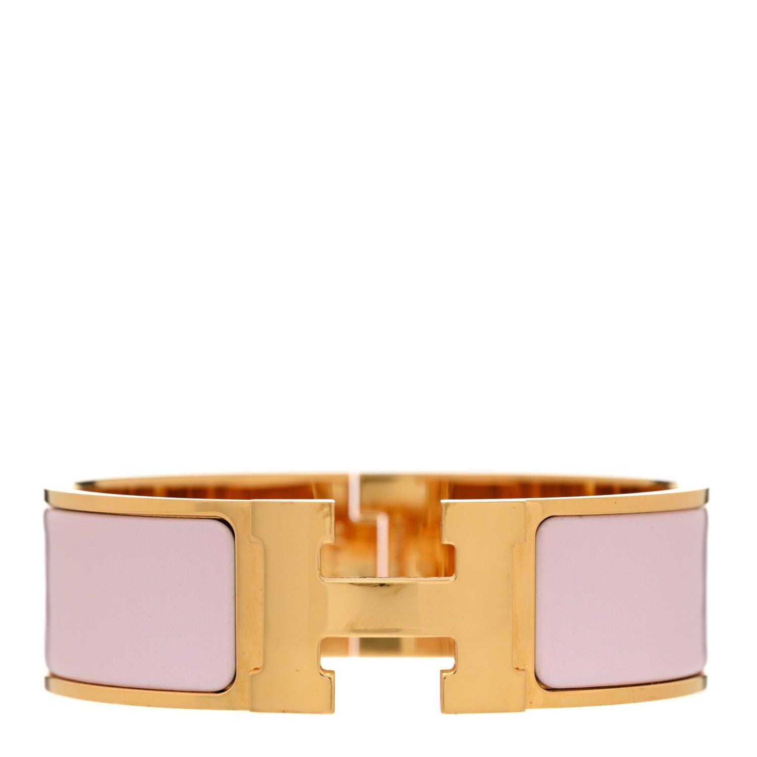 Hermes Enamel Wide Clic Clac H Bracelet PM Rose Dragee 1 of 6