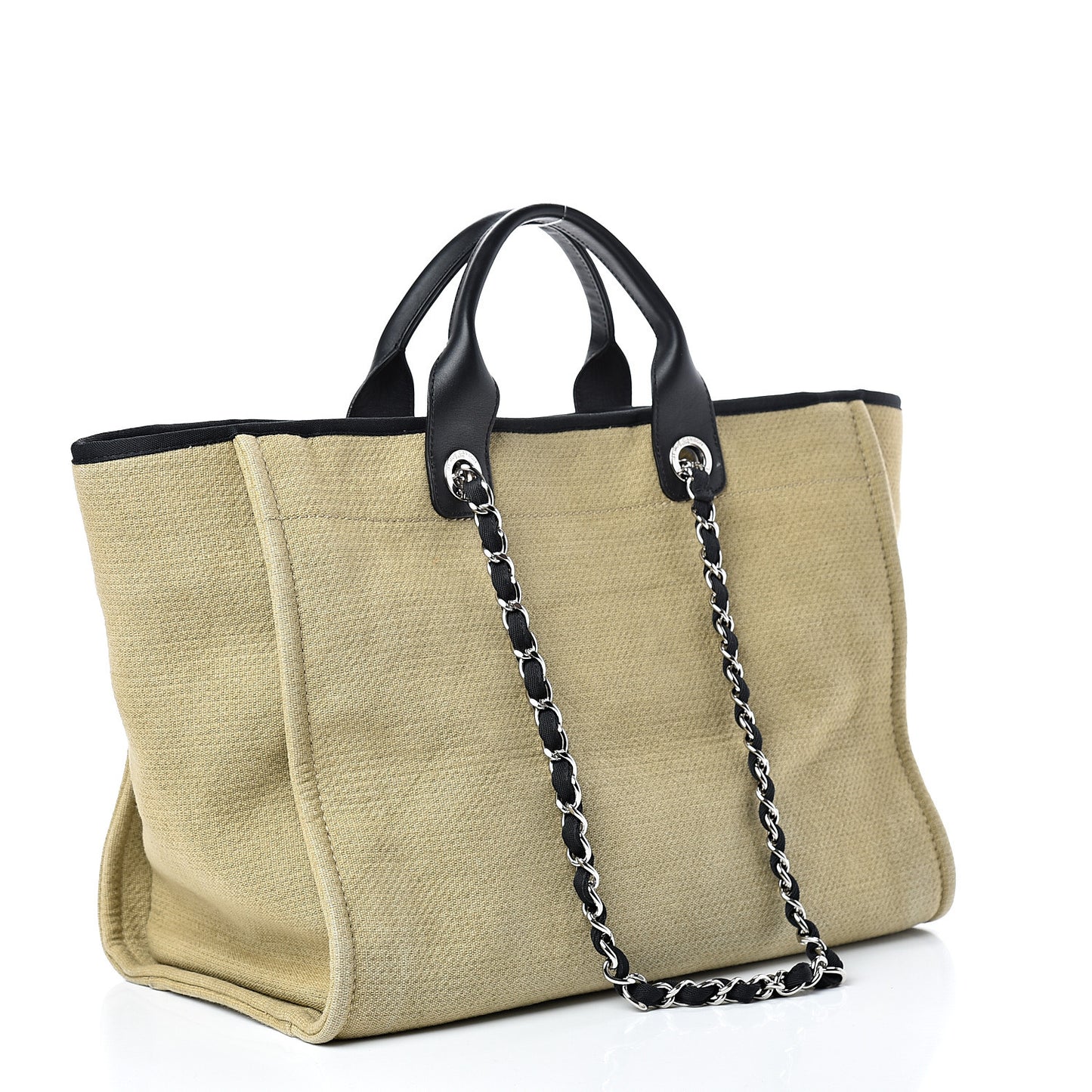 Canvas Medium Deauville Tote Beige Black