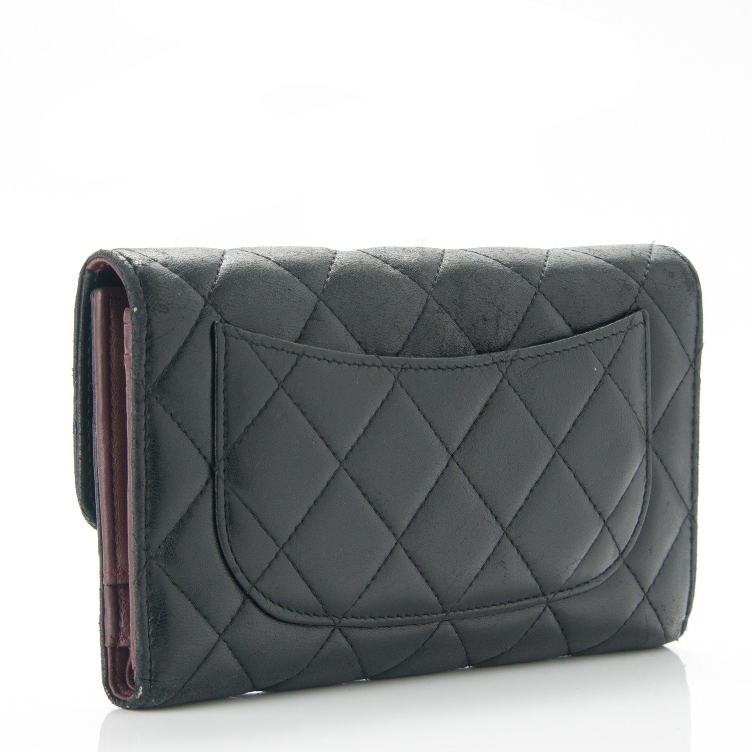 Chanel Lambskin Quilted Large Flap Wallet Black 3 of 8