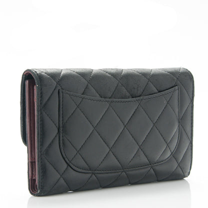 Chanel Lambskin Quilted Large Flap Wallet Black 3 of 8