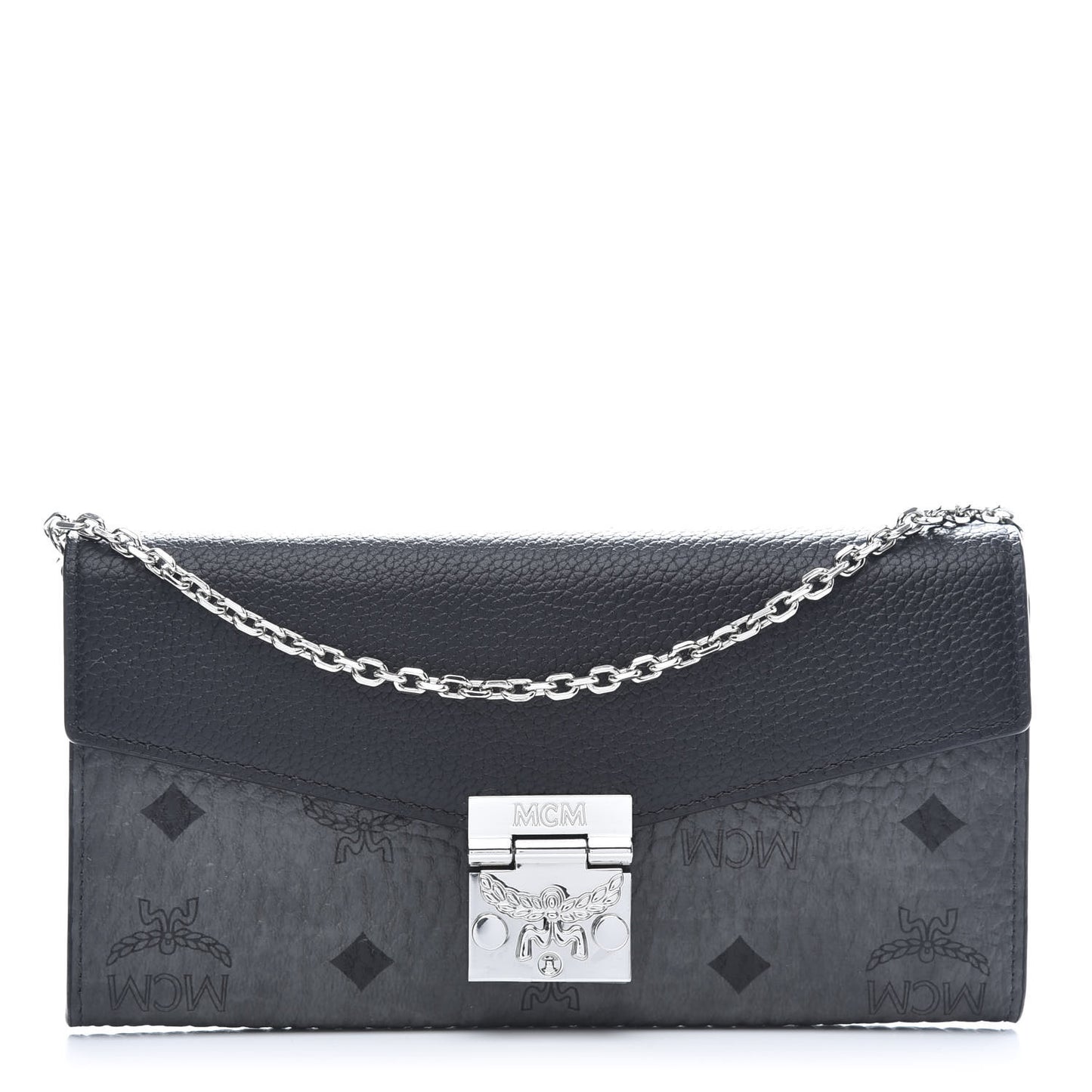 Visetos Calfskin Large Patricia Wallet On Chain Black