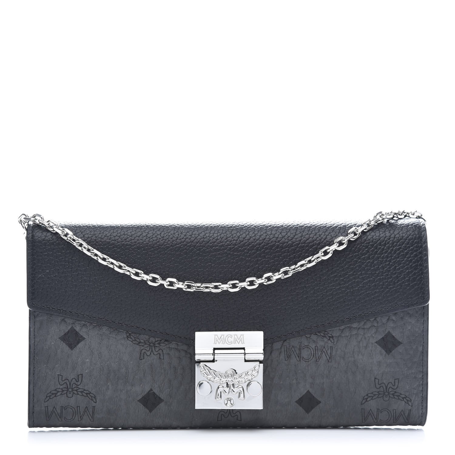 MCM Visetos Calfskin Large Patricia Wallet On Chain Black 1 of 9