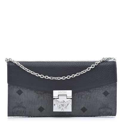 MCM Visetos Calfskin Large Patricia Wallet On Chain Black 1 of 9