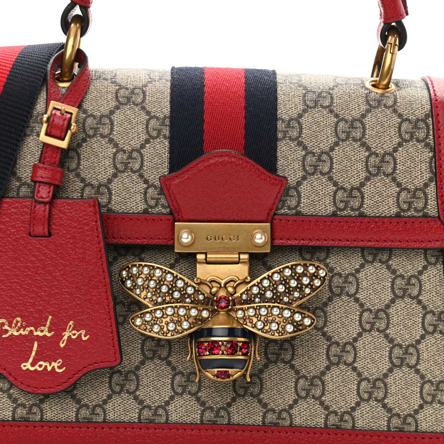 GG Supreme Monogram Small Queen Margaret Top Handle Bag Red