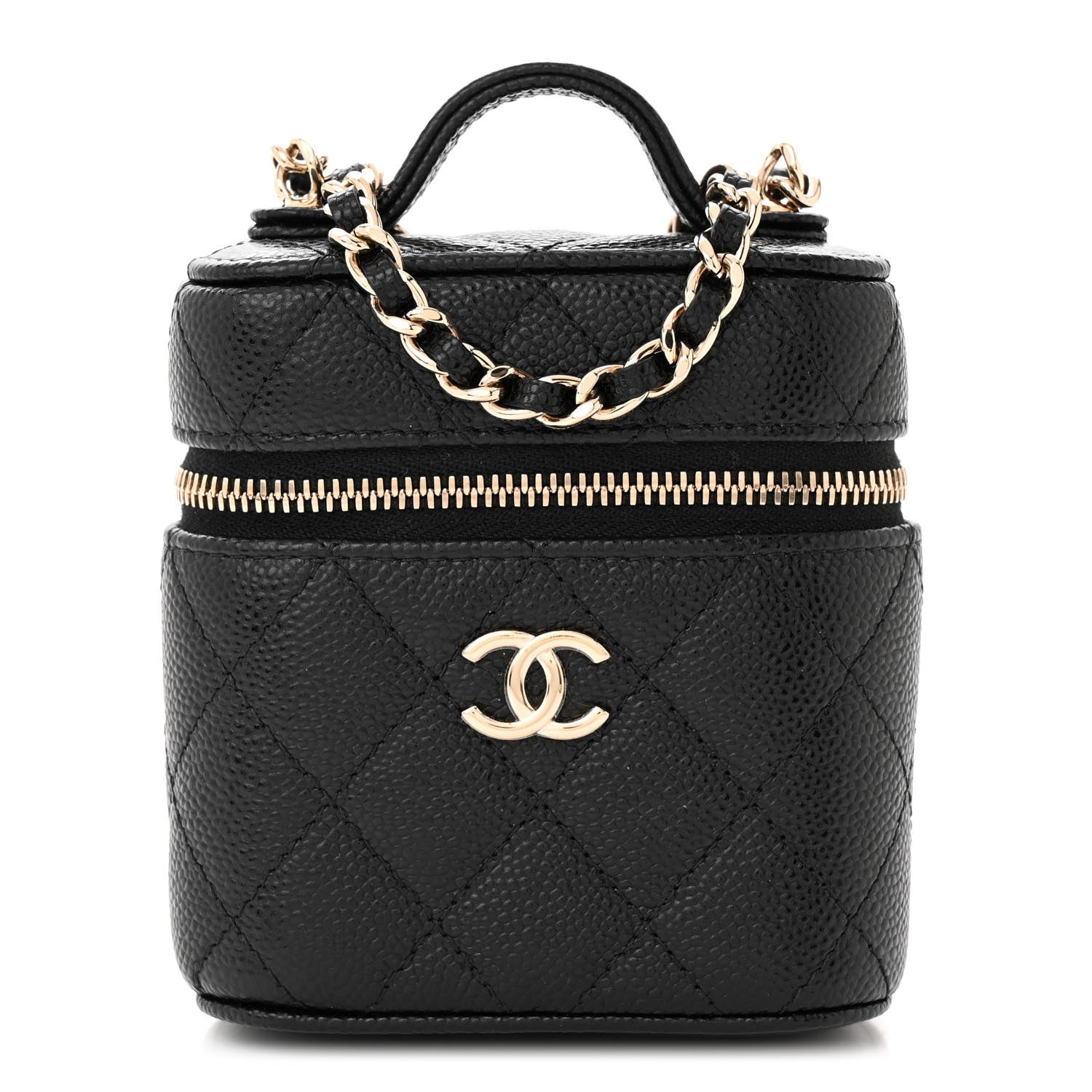 Chanel Caviar Quilted Top Handle Mini Vanity Case With Chain Black 1 of 11