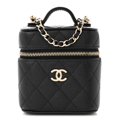 Chanel Caviar Quilted Top Handle Mini Vanity Case With Chain Black 1 of 11