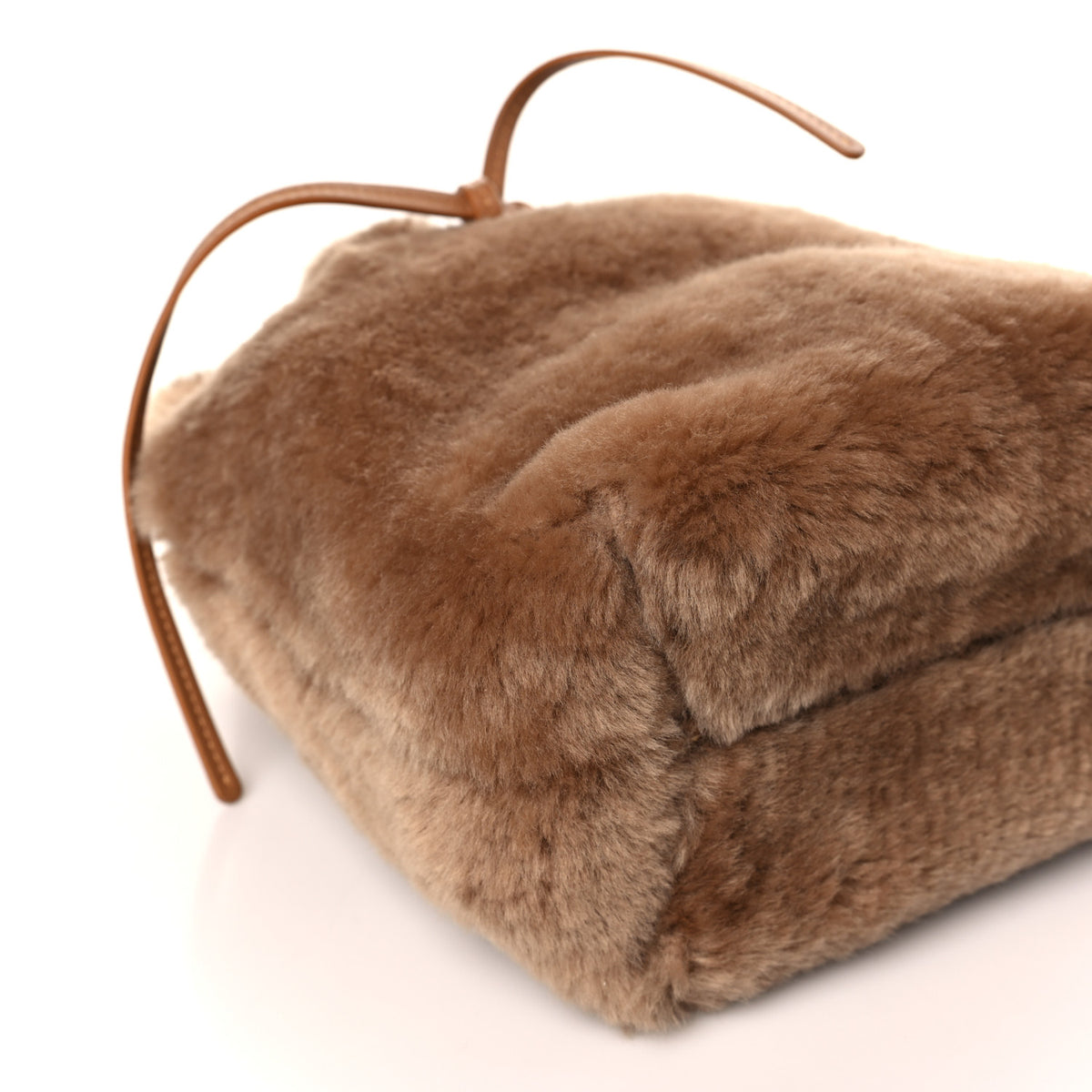 Shearling Mini Bucket Bag Camel