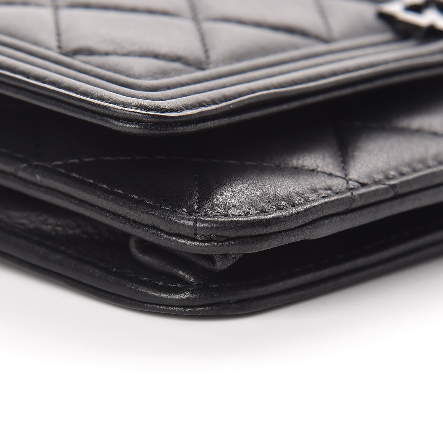 Chanel Calfskin Quilted Boy Wallet On Chain WOC So Black 10 of 17