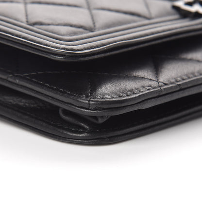 Chanel Calfskin Quilted Boy Wallet On Chain WOC So Black 10 of 17