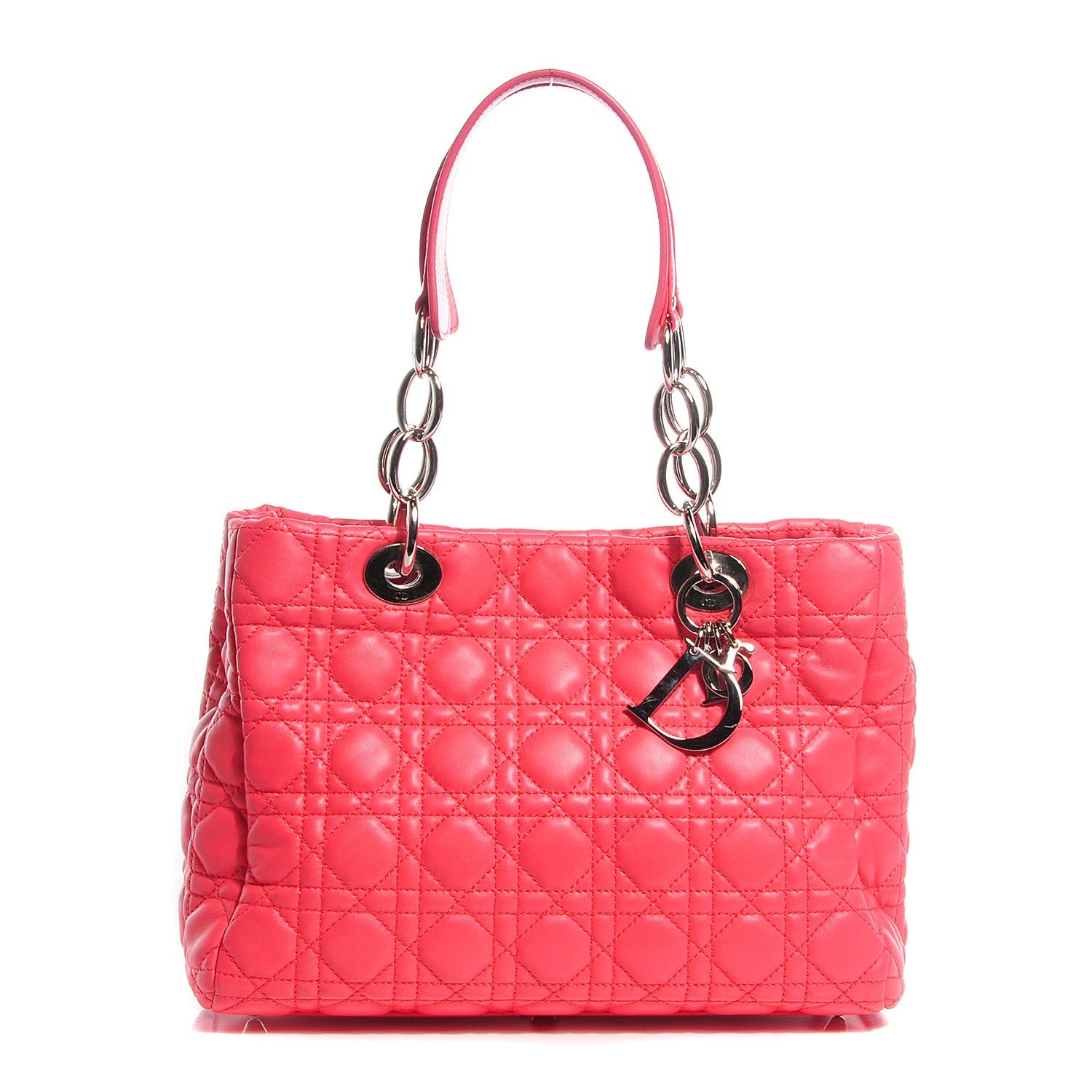Christian Dior Lambskin Cannage Small Dior Soft Shopping Tote Coral 1 of 8