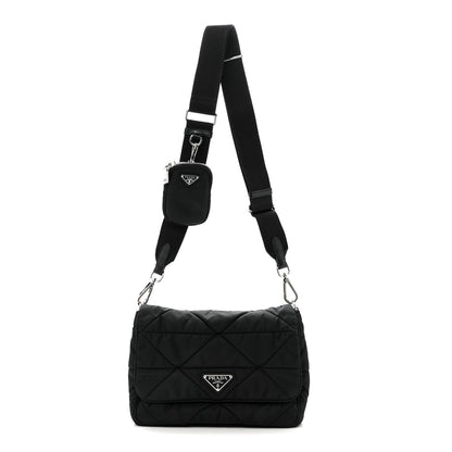 Prada Re-Nylon Quilted Padded Flap Shoulder Bag Black 1 of 14