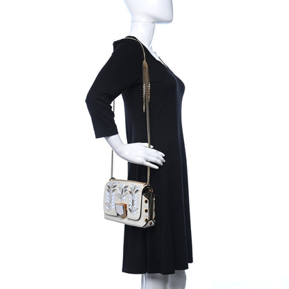 Jimmy Choo Calf Hair Mirror Embellished Lockett Petite Shoulder Bag White 2 of 10