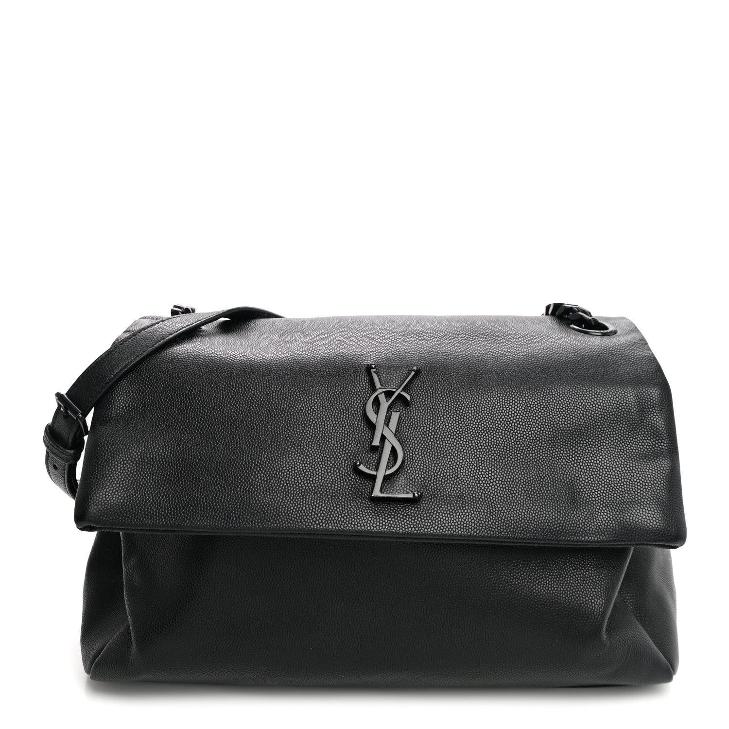 Saint Laurent Grain De Poudre Medium West Hollywood Monogram Fold-Over Black 1 of 9