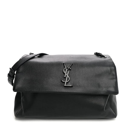 Saint Laurent Grain De Poudre Medium West Hollywood Monogram Fold-Over Black 1 of 9