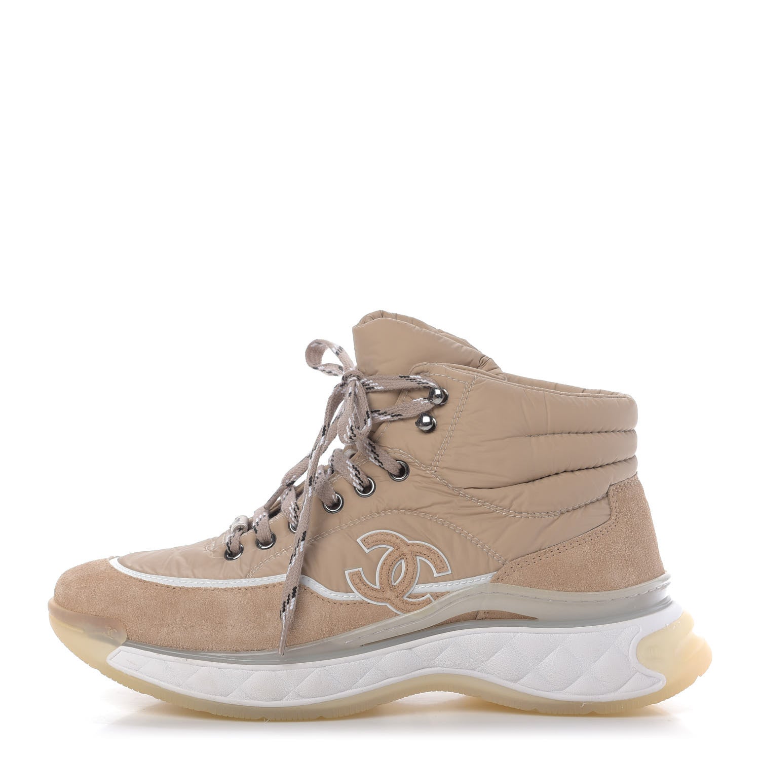 Chanel Fabric Suede Womens CC Sneakers 40 Beige 1 of 10