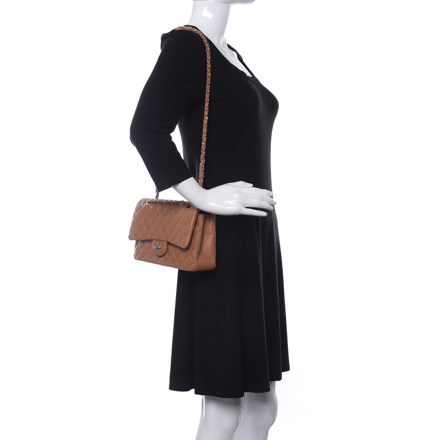 Lambskin Quilted Medium Double Flap Brown