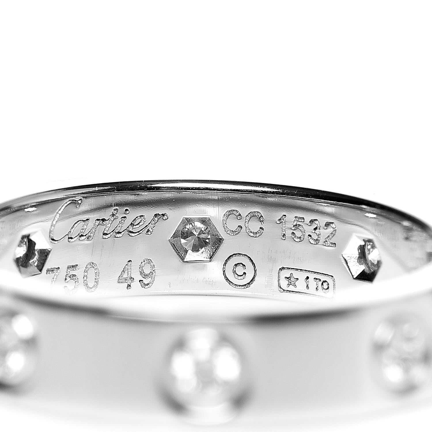 Cartier 18K White Gold 8 Diamond 4mm Wedding Band LOVE Ring 49 4.75 4 of 4