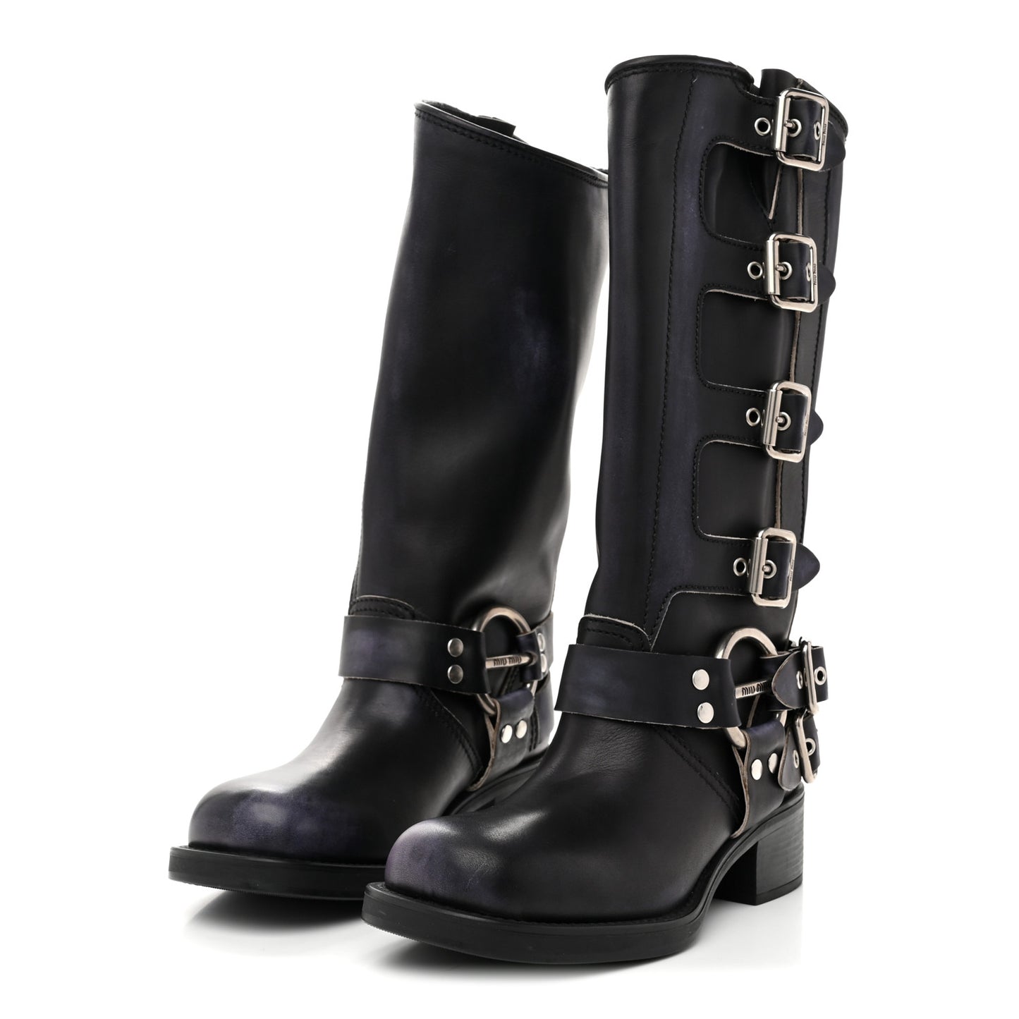 Calfskin Harness Boots 38 Black