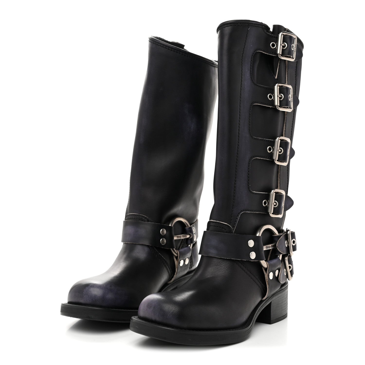 Miu Miu Calfskin Harness Boots 38 Black 4 of 10