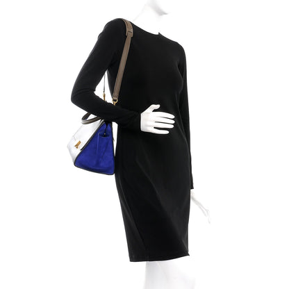 Celine Smooth Calfskin Suede Small Tri-Color Trapeze Indigo 2 of 9
