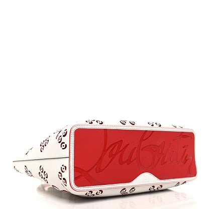 Christian Louboutin Calfskin Loubinthesky Small Perforated Cabarock Spikes Tote Snow 4 of 9