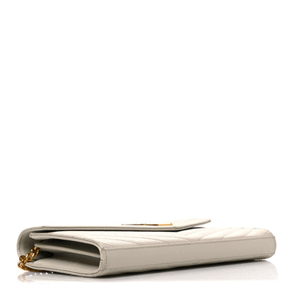 Saint Laurent Grain De Poudre Matelasse Chevron Monogram Chain Wallet Blanc Vintage 4 of 11