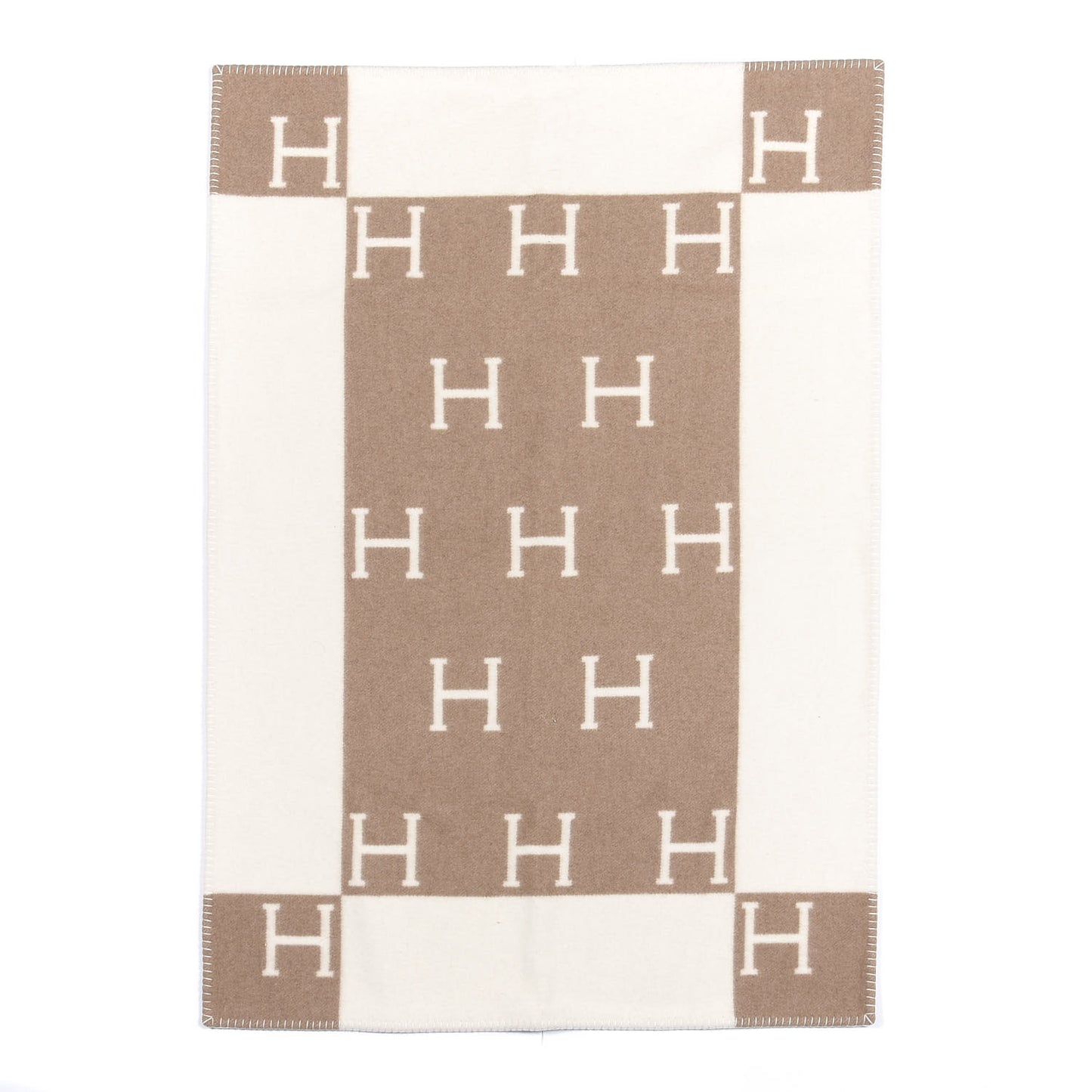 Wool Cashmere Avalon Baby Blanket Noisette Moyen White