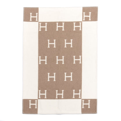 Hermes Wool Cashmere Avalon Baby Blanket Noisette Moyen White 2 of 3