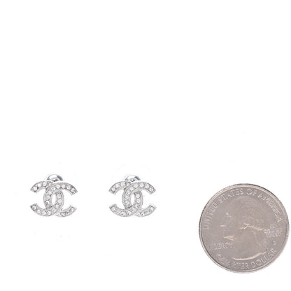 Chanel Crystal Mini Timeless CC Earrings Silver 2 of 5